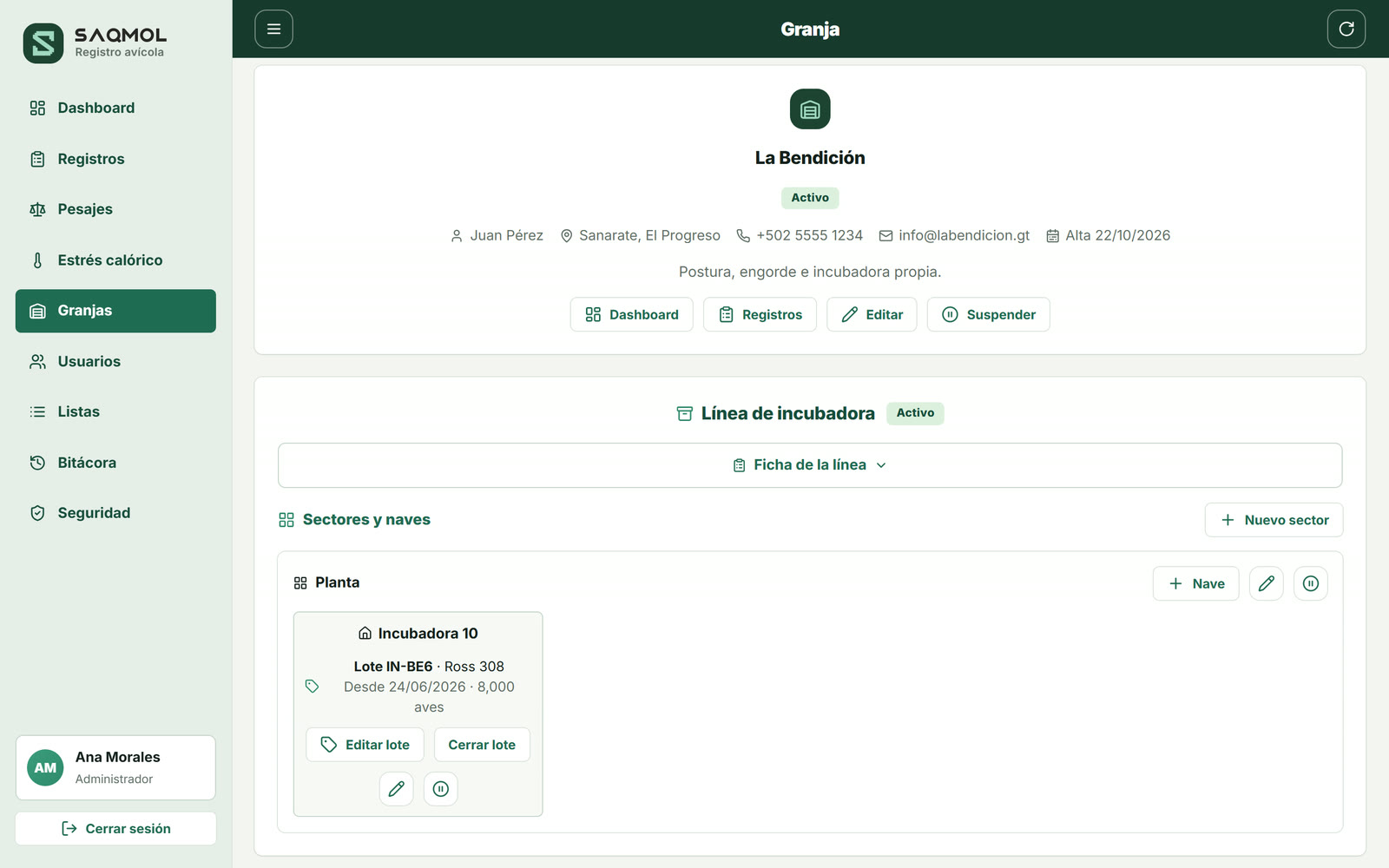 Granja abierta por la administración
